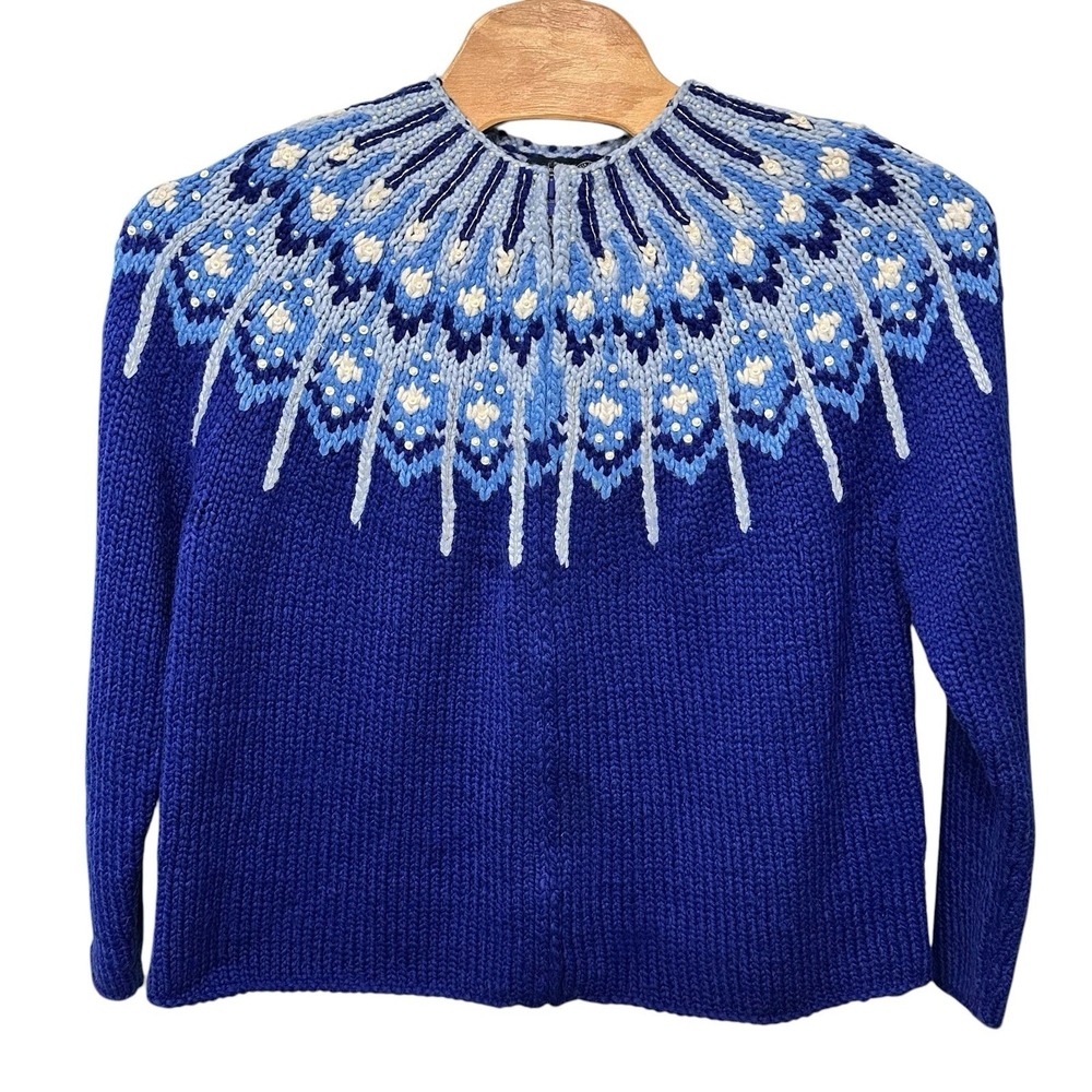Vintage Venezia Jeans Full Zip Cardigan Sweater Womens Size 18/20 2XL Fair Isle